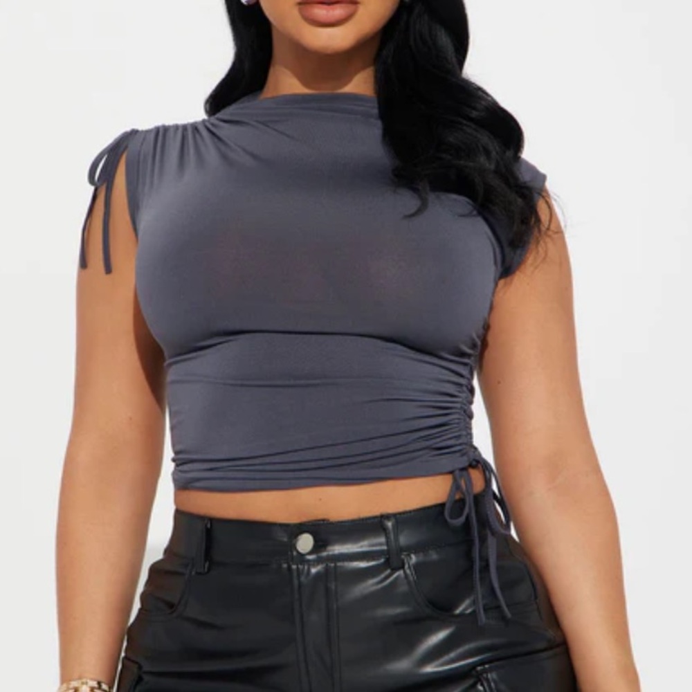 Fashion Nova Ruched Gray Crop Top
